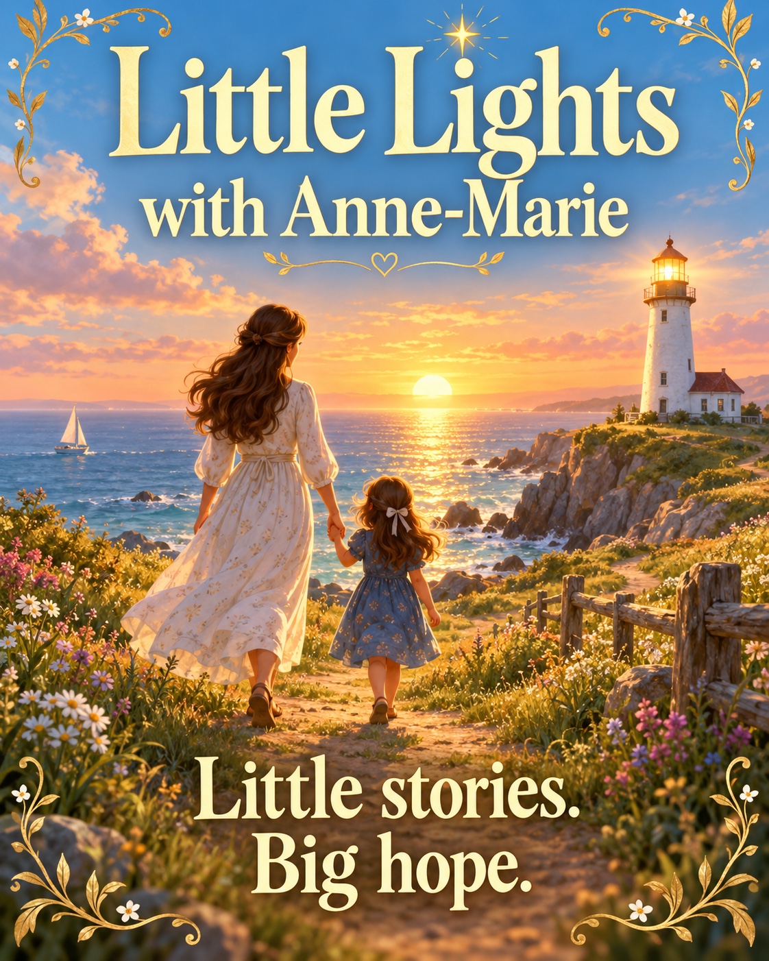 Little Lights with Anne-Marie: Little stories. Big hope. A mother and child walking towards a lighthouse.
