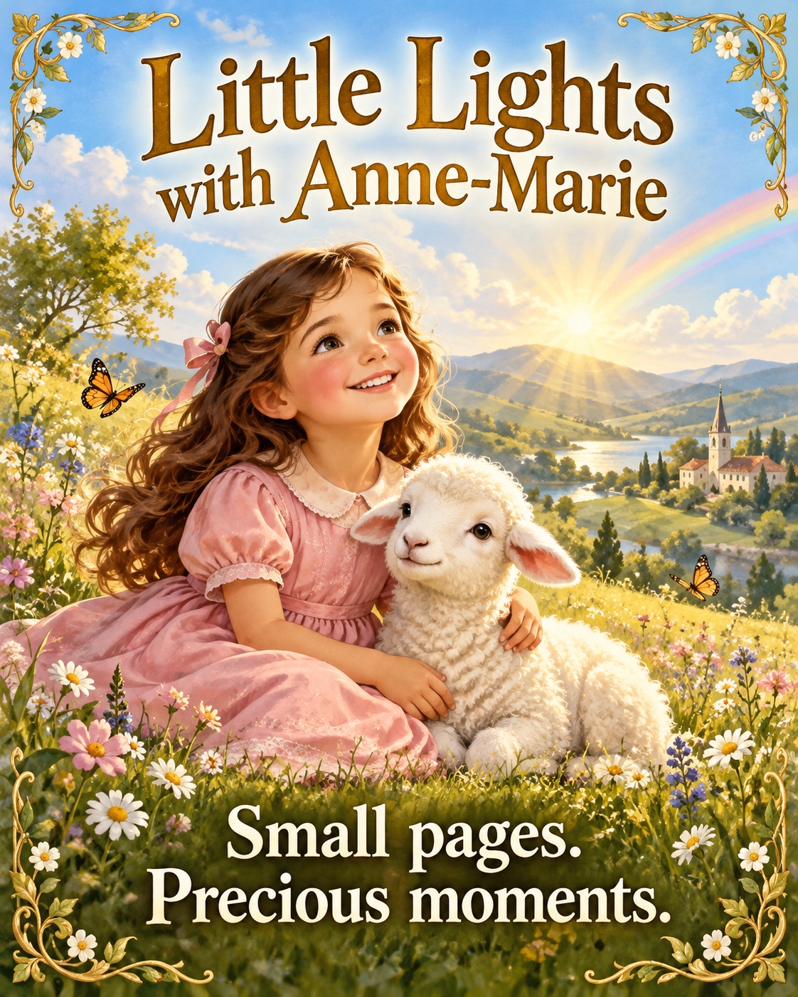 Little Lights with Anne-Marie: Grace holding a lamb. Small pages. Precious moments.